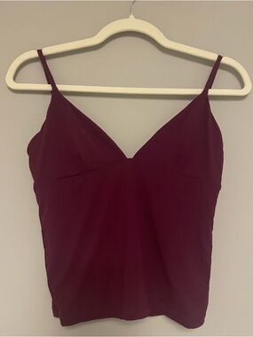 Women's V-Neck Spaghetti Strap Tank Top - Deep Wine - SUUKSESS - small